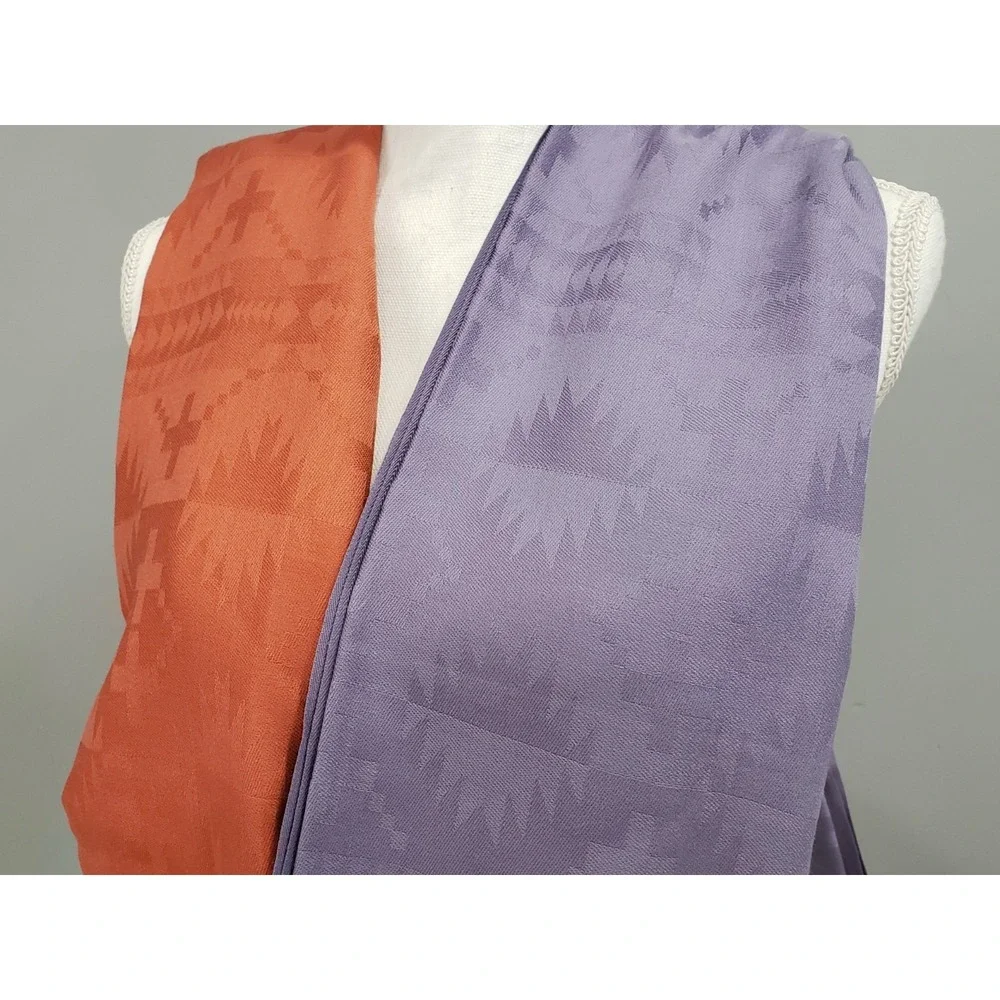 LOT OF 2 Pendleton LIGHTWEIGHT Featherweight Wool Scarf CORAL PINK PURPLE TRIBAL
